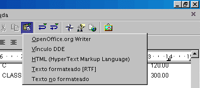 Menú de pegado especial